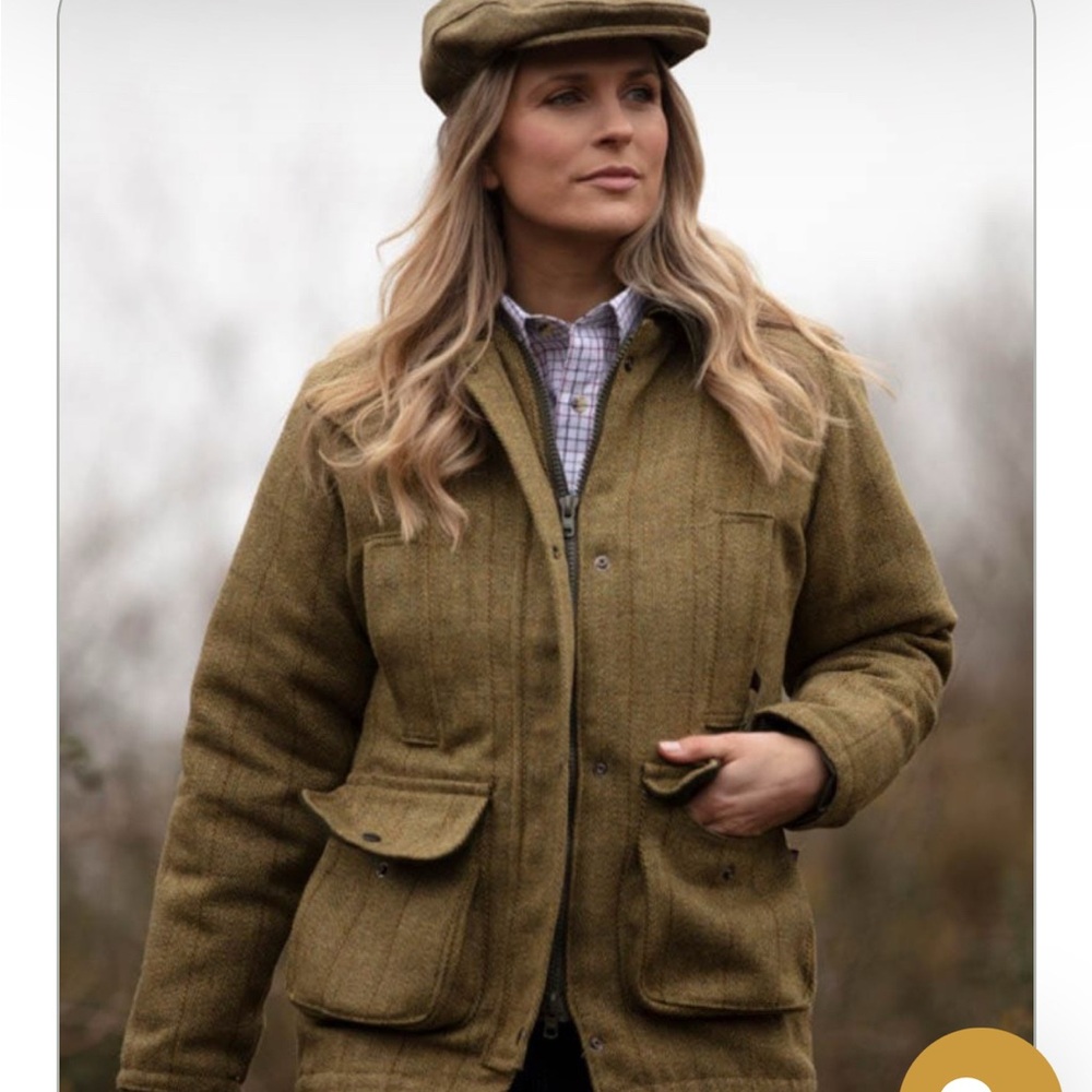 Walker and Hawkes – Derby Tweed Hazelwood Shooting Jacket Light Sage Sz UK8/US4